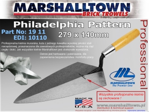 19 11 279x140mm, wzór Philadelphia, drewniany lakierowany, kielnia profesjonalna Marshalltown