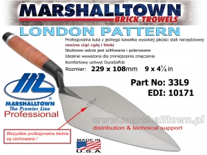 33L9 229x108mm, wzór London, Leather, kielnia profesjonalna Marshalltown