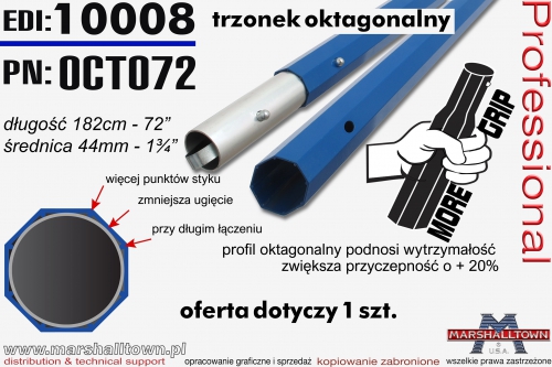 OCTO72 trzonek oktagonalny 1820mm  fi 44mm