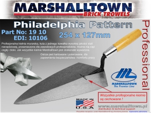 19 10 254x127mm, wzór Philadelphia, lakierowany drewniany, kielnia profesjonalna Marshalltown