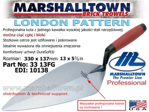 33 13FG 330x137mm, wzór London, DuraSoft, kielnia profesjonalna Marshalltown