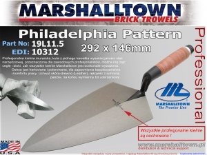 19L11.5 292x146mm, wzór Philadelphia, Leather, kielnia profesjonalna Marshalltown