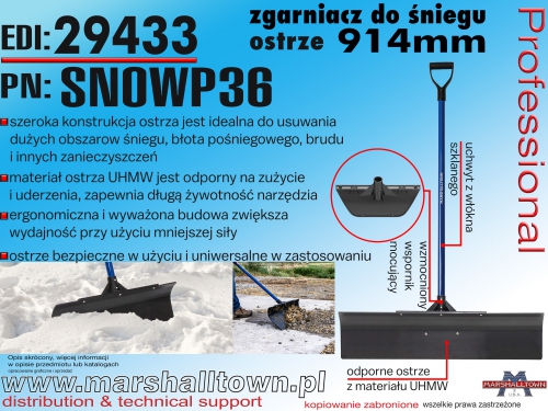 SNOWP36 zgarniacz do śniegu, 914mm