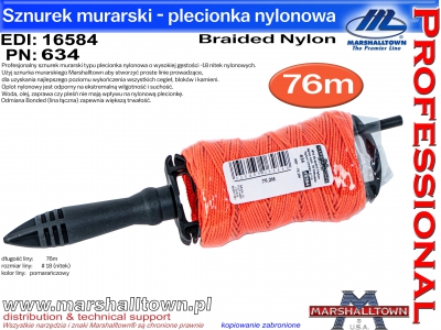 634 76m sznurek murarski plecionka nylonowa #18 nitek