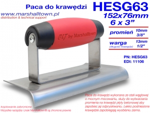 HESG63 152x76mm, R10mm, L13 paca krawędziowa stalowa