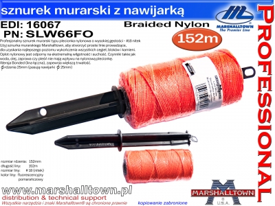 SLW66FO sznurek murarski 152m, plecionka nylonowa